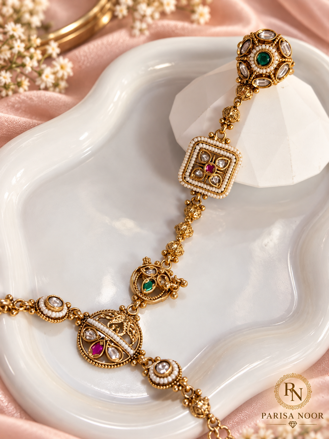 Aavriti Heritage Kundan Adjustable Hath Phool Hand Harnes