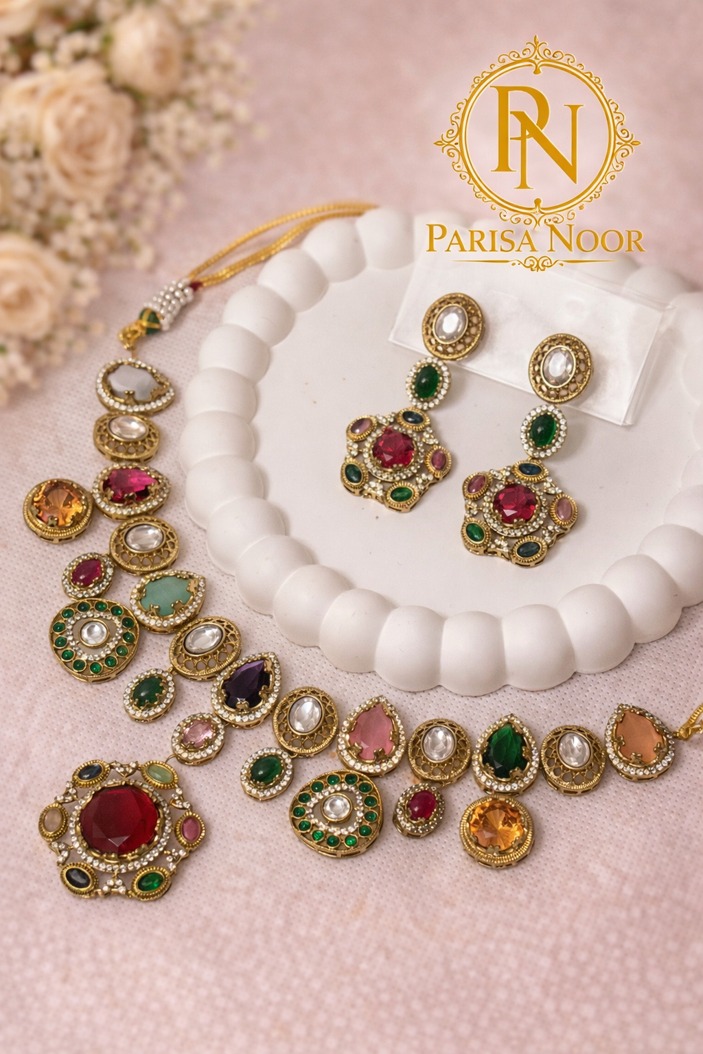 Noor Rani Multigem Designer Necklace Set