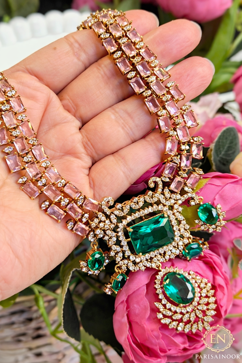 Araya American Diamond Semi Long Necklace Set