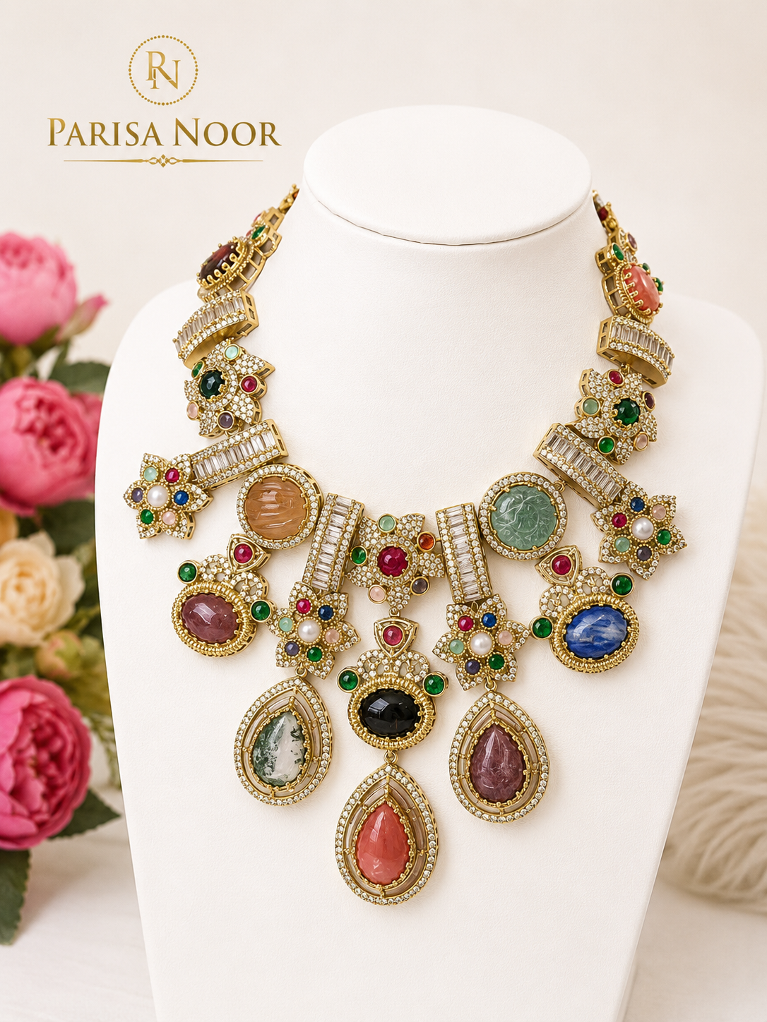 Mehruna Multicolour Heritage Statement Necklace Set