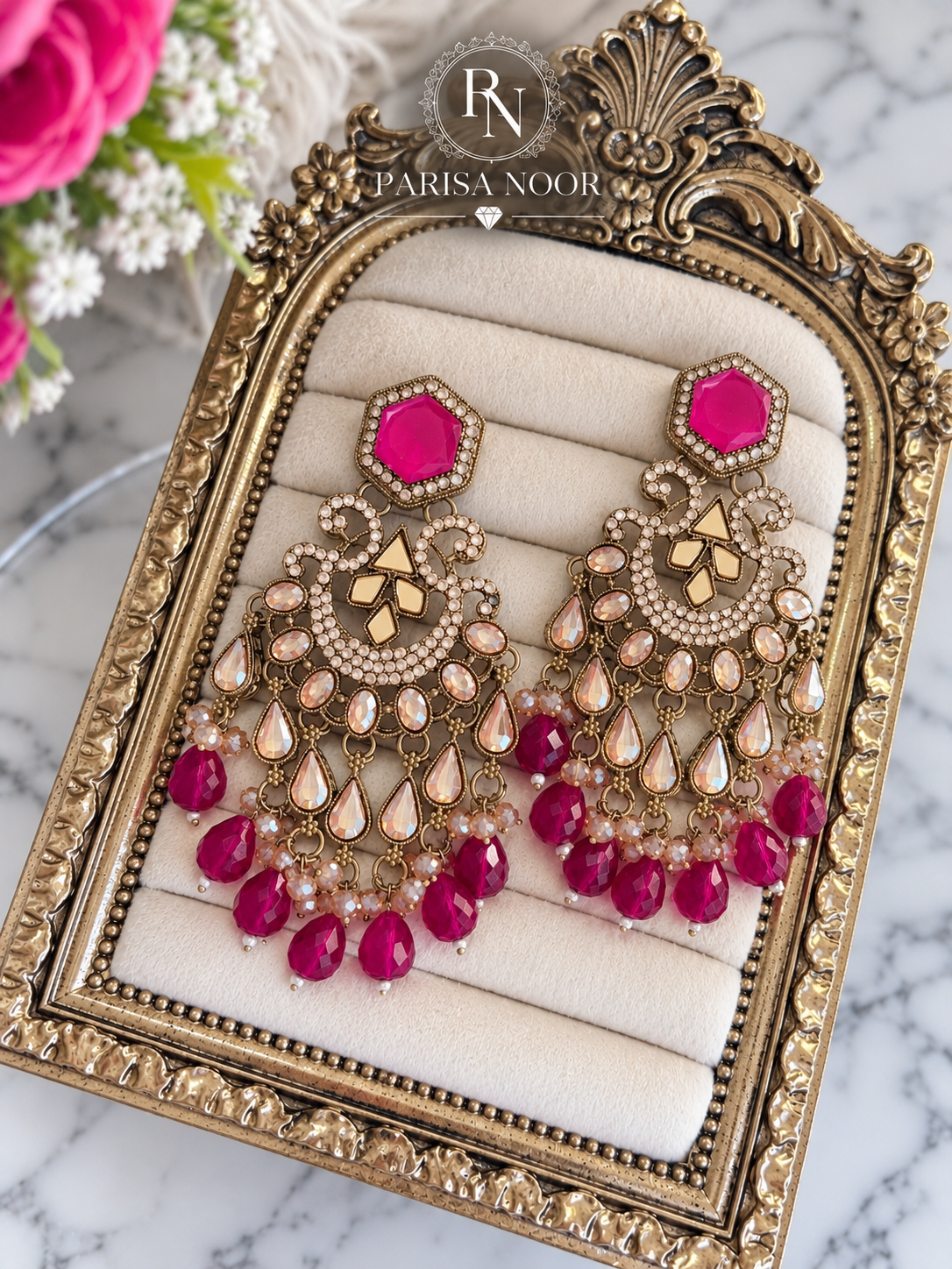 Nivara Designer Chandbali Statement Earrings