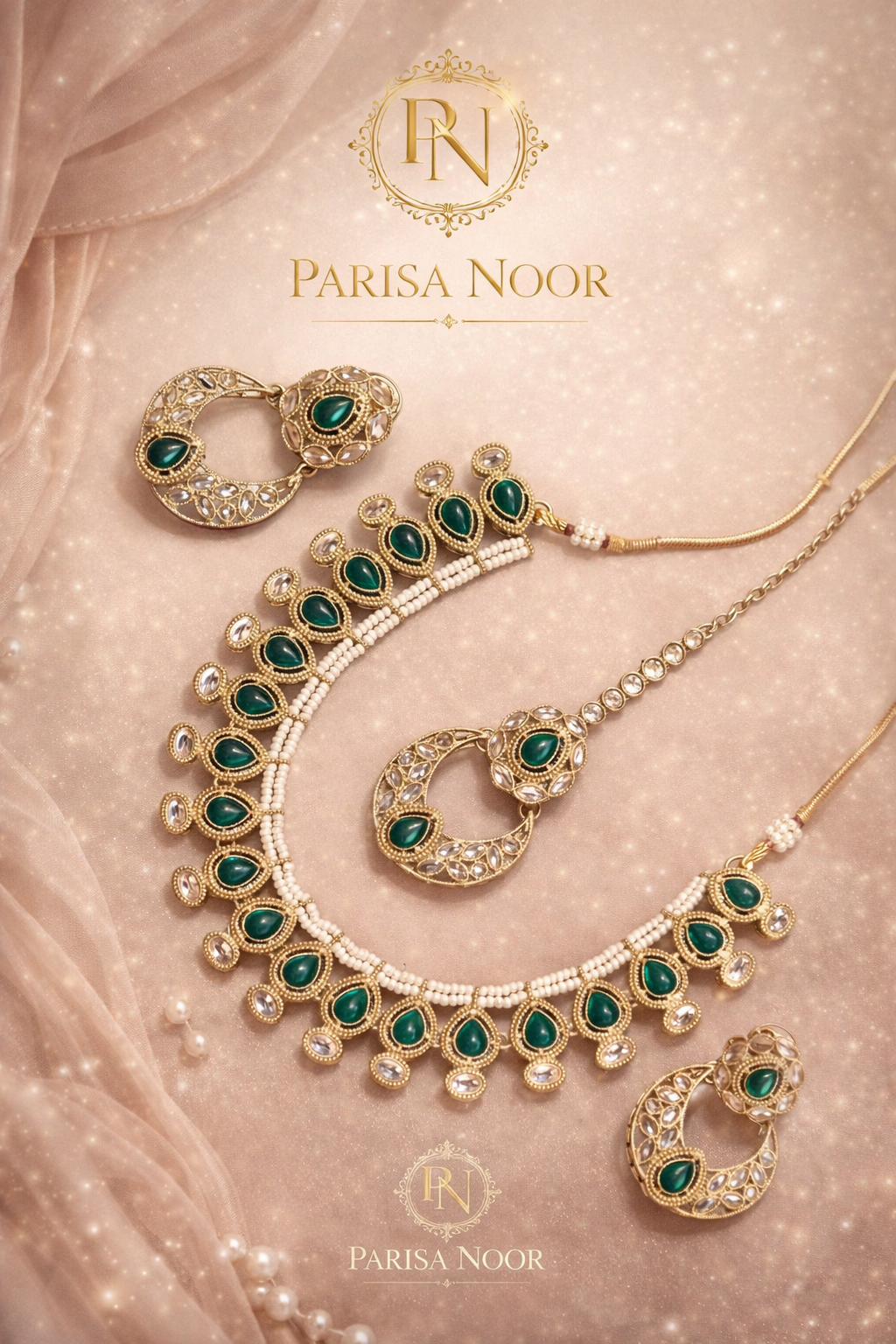 Zareen Green heritage necklace set