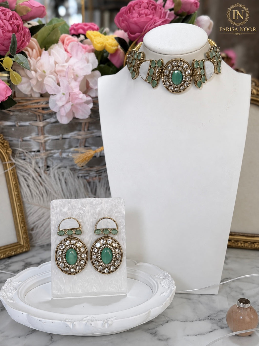 Rosalie Mint Green Designer Choker Set