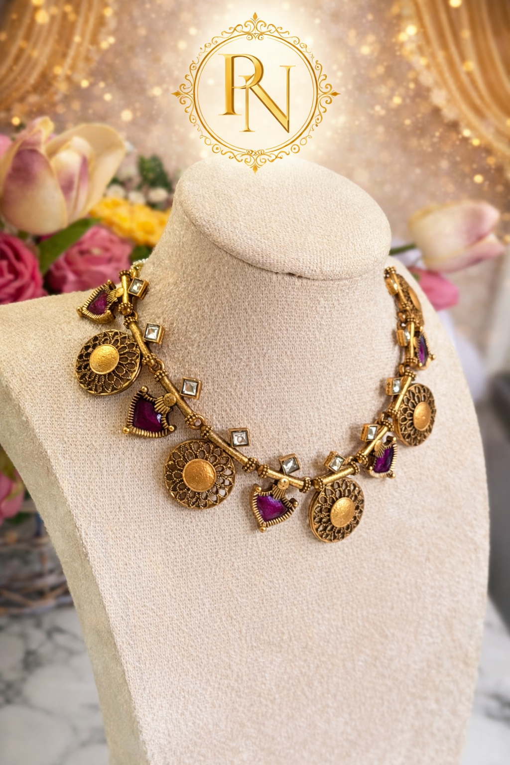 Afsara Purple Coin Necklace