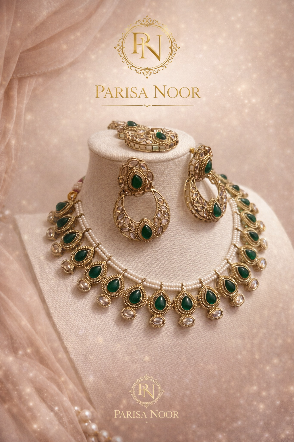 Zareen Green heritage necklace set