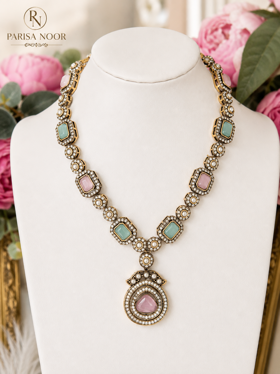 Deena Pastel Kundan Necklace Set