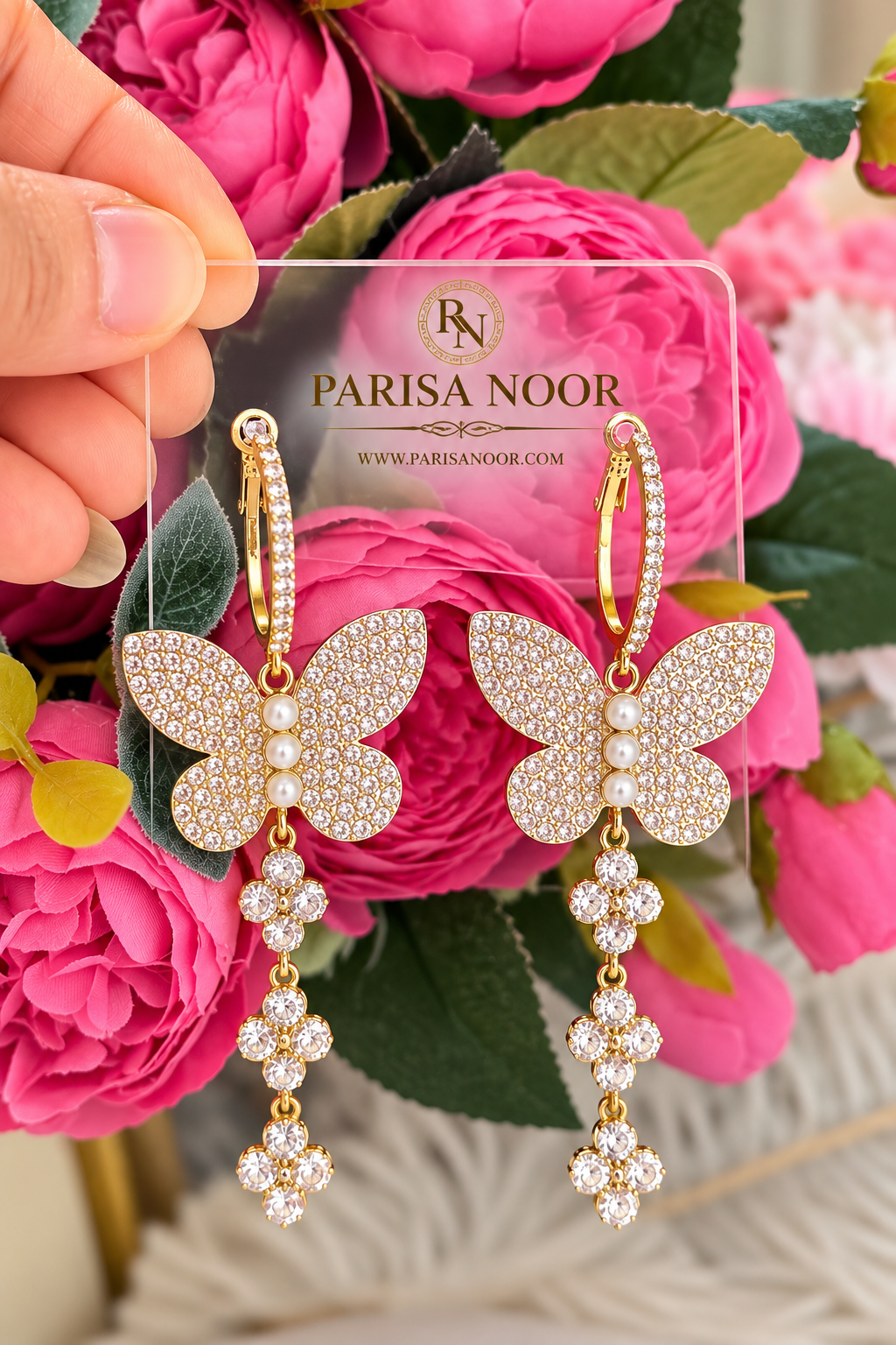 Seraphina Crystal Butterfly Drop Earrings – Clearance Sale