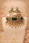 Hayat Victorian Choker Necklace Set -Emerald Green