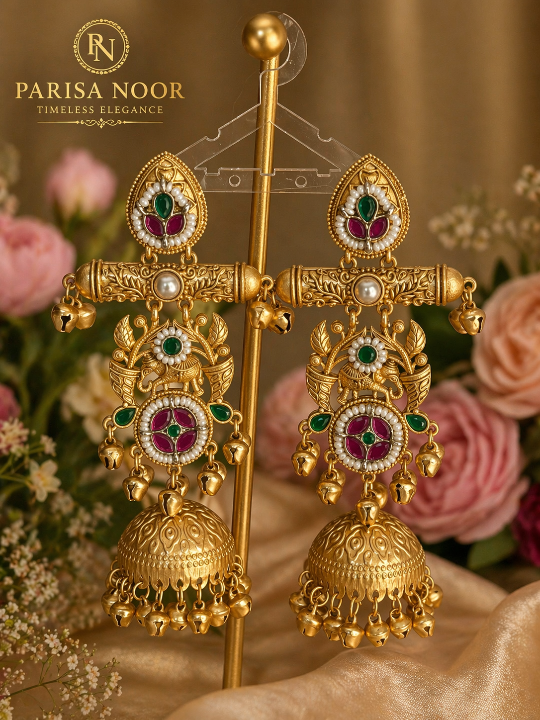 Noor Rajwadi Jhumka Ghungru Earrings