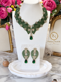 Arishfa Luxury Victorian AD Moissanite Necklace Set