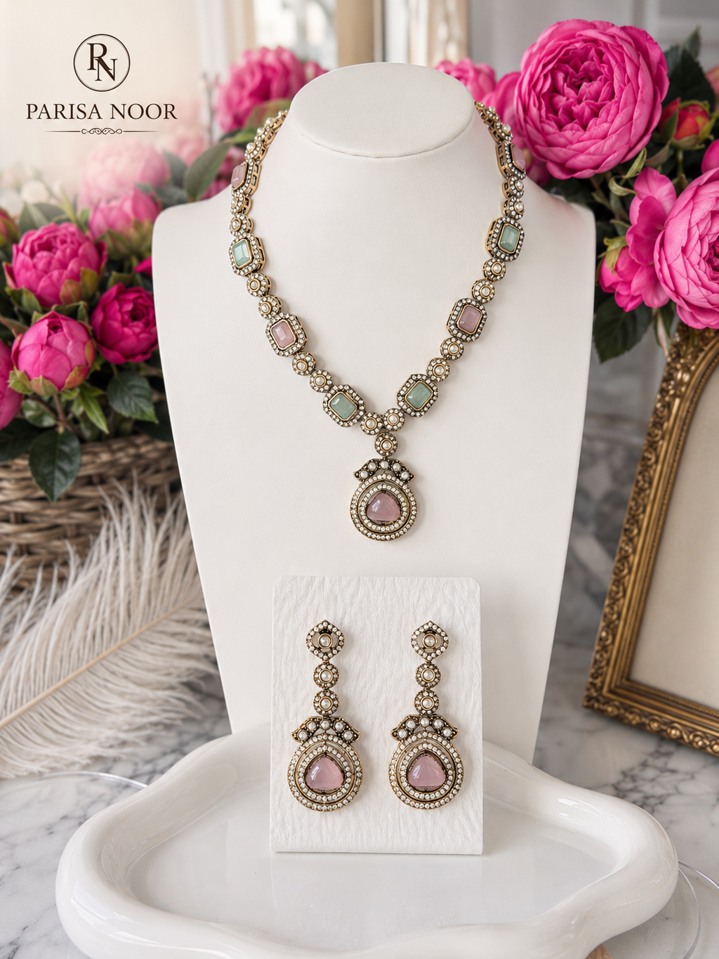 Deena Pastel Kundan Necklace Set