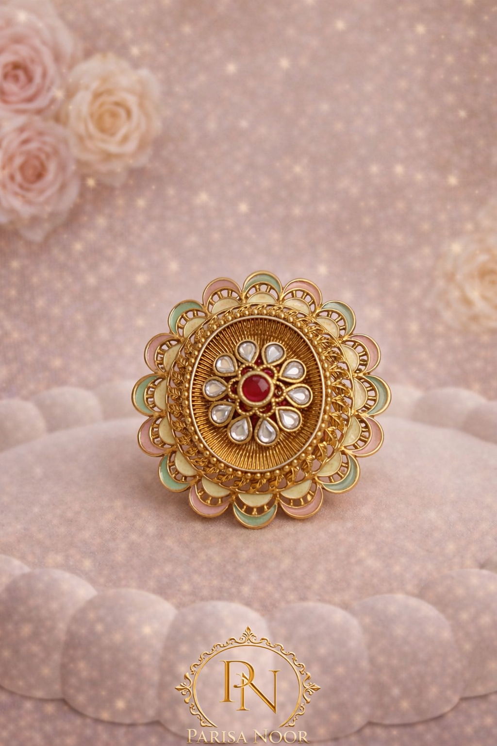 Lozain Meenakari Statement Ring