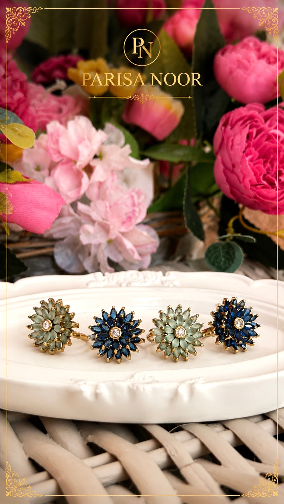 Celeste Bloom Statement AD Ring Adjustable