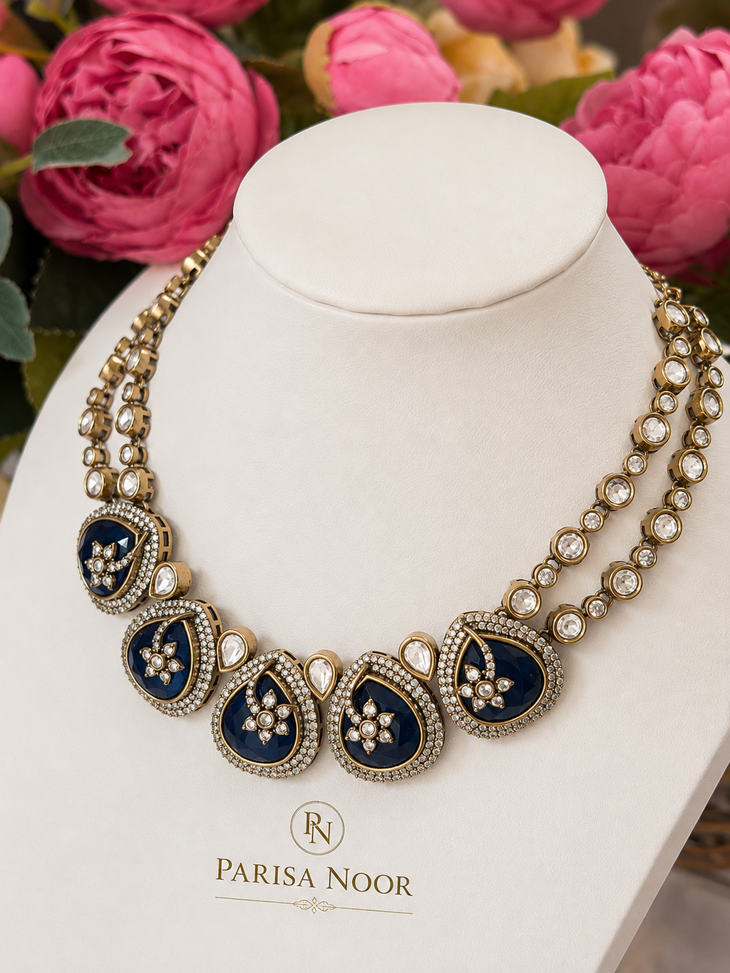 Nilaya Royal Blue Kundan Necklace Set