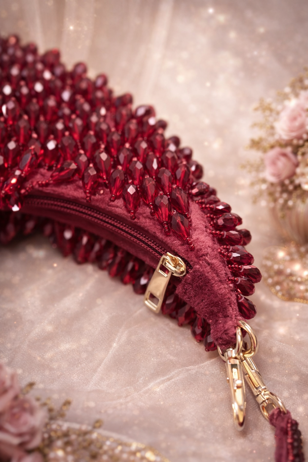 Siana Half Red Moon Crystal Evening Bag