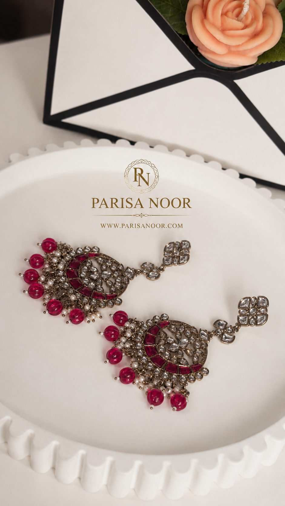 Rania Ruby Pink Chandbali Earrings – Clearance Sale