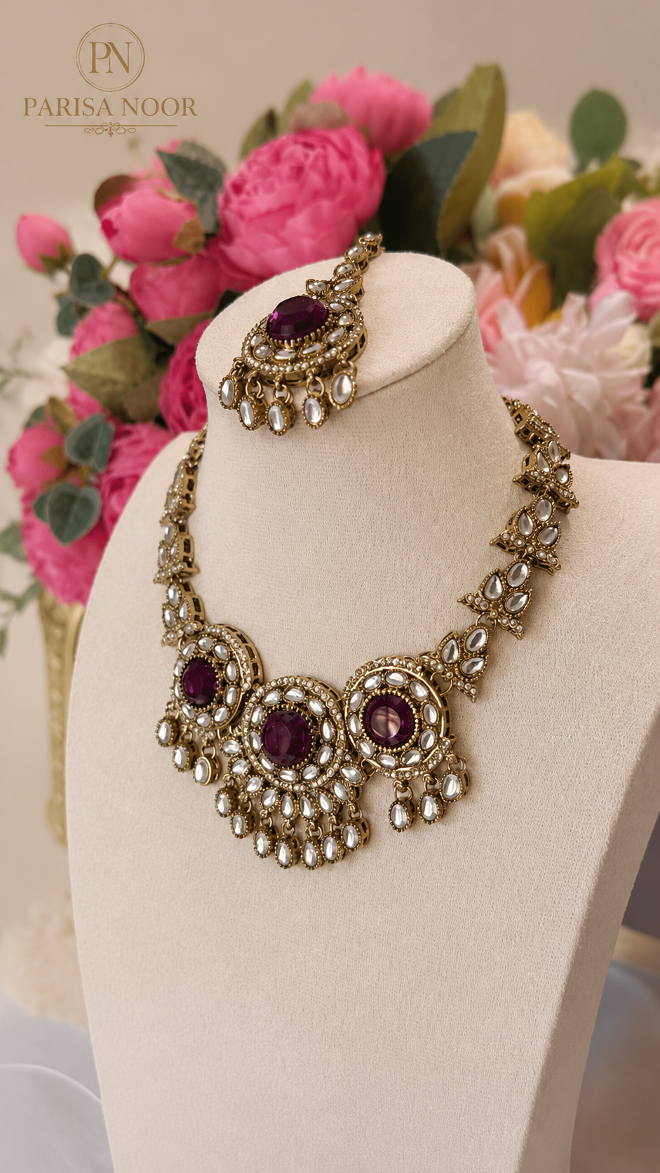 Rubaiyat Purple Royal Kundan Necklace Set