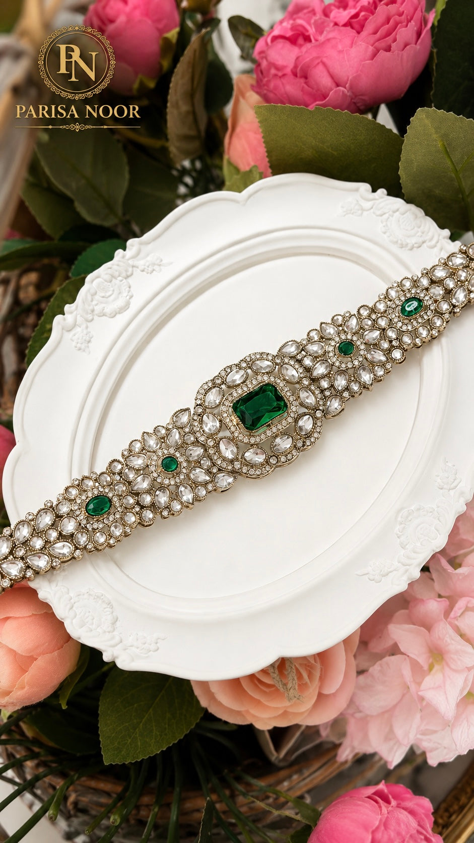 Nivedi Choker Necklace Set - Emerald