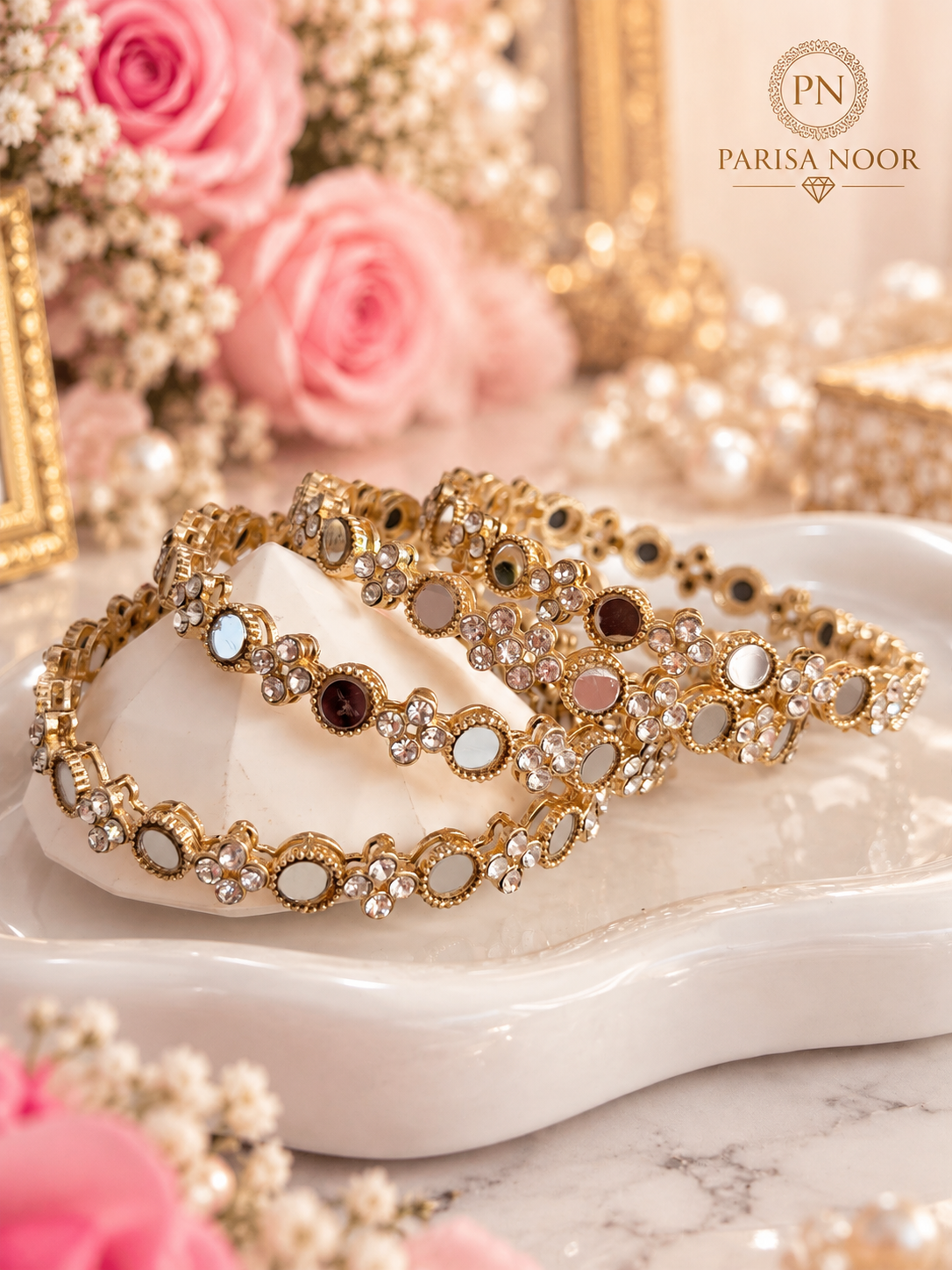 Zorvella Mirror Accent Bangles Set (Clearance Sale)