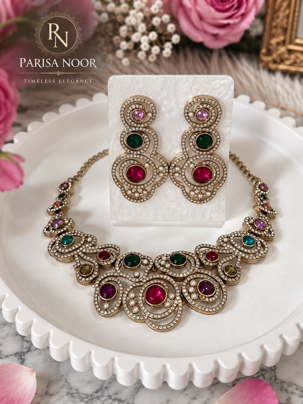 Ruhika Multicolour Designer Zircone Necklace Set