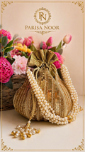 Aurelia Gold Lotus Potli Bag