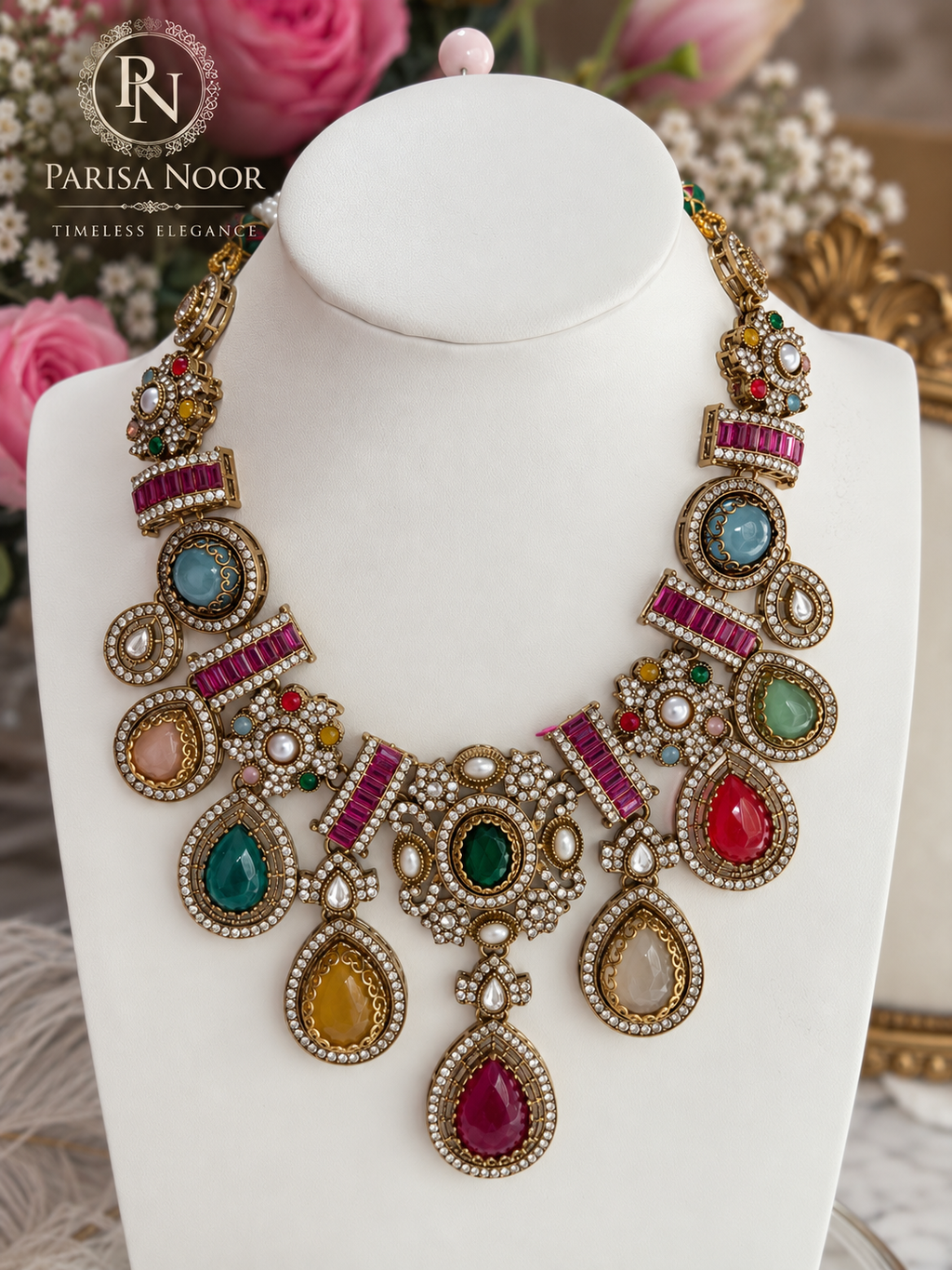 Zarvika Sabya Multicolour Designer Necklace Set