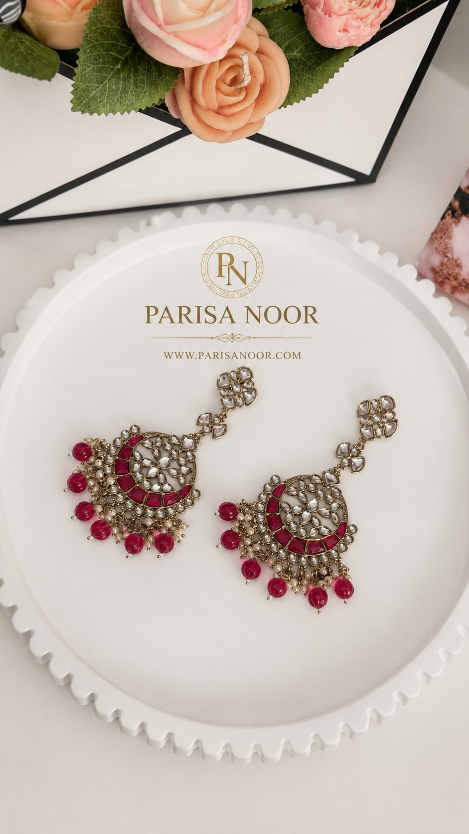 Rania Ruby Pink Chandbali Earrings – Clearance Sale
