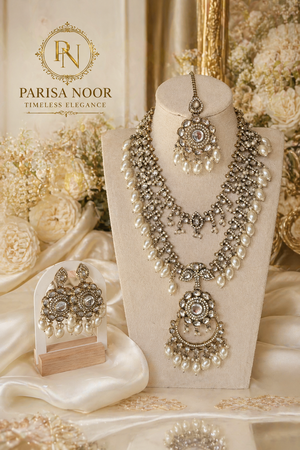 Siena Pearl Layer Necklace With Earring & Teeka
