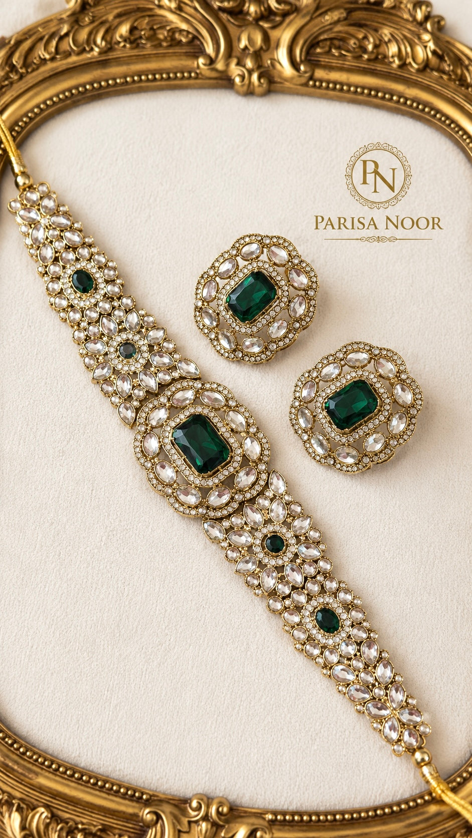 Nivedi Choker Necklace Set - Emerald