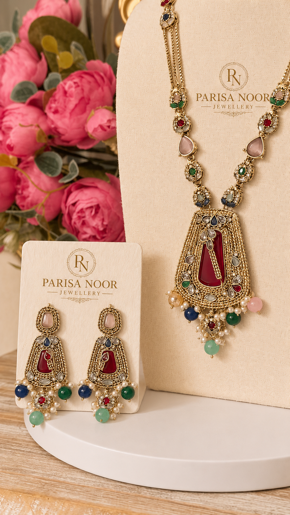 Mahveen Turkish Multicolour Long Necklace Set