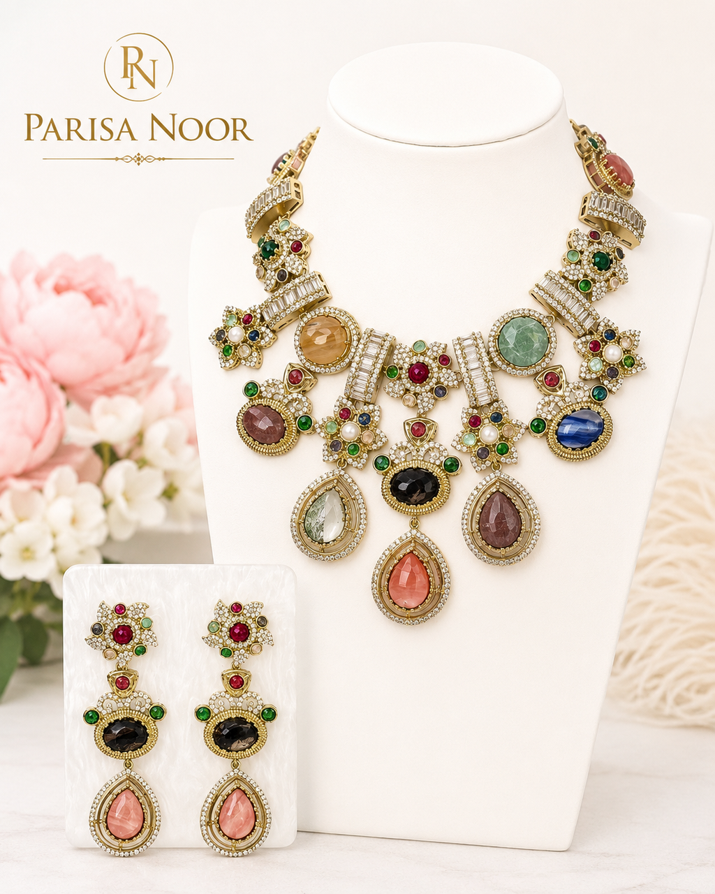 Mehruna Multicolour Heritage Statement Necklace Set