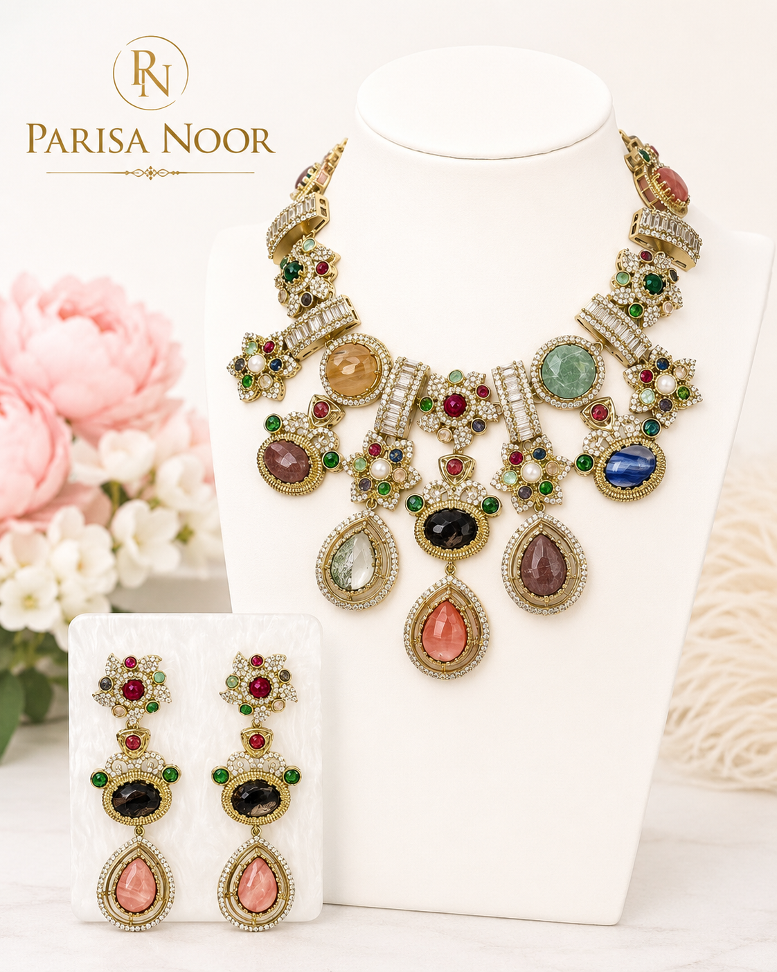 Mehruna Multicolour Heritage Statement Necklace Set