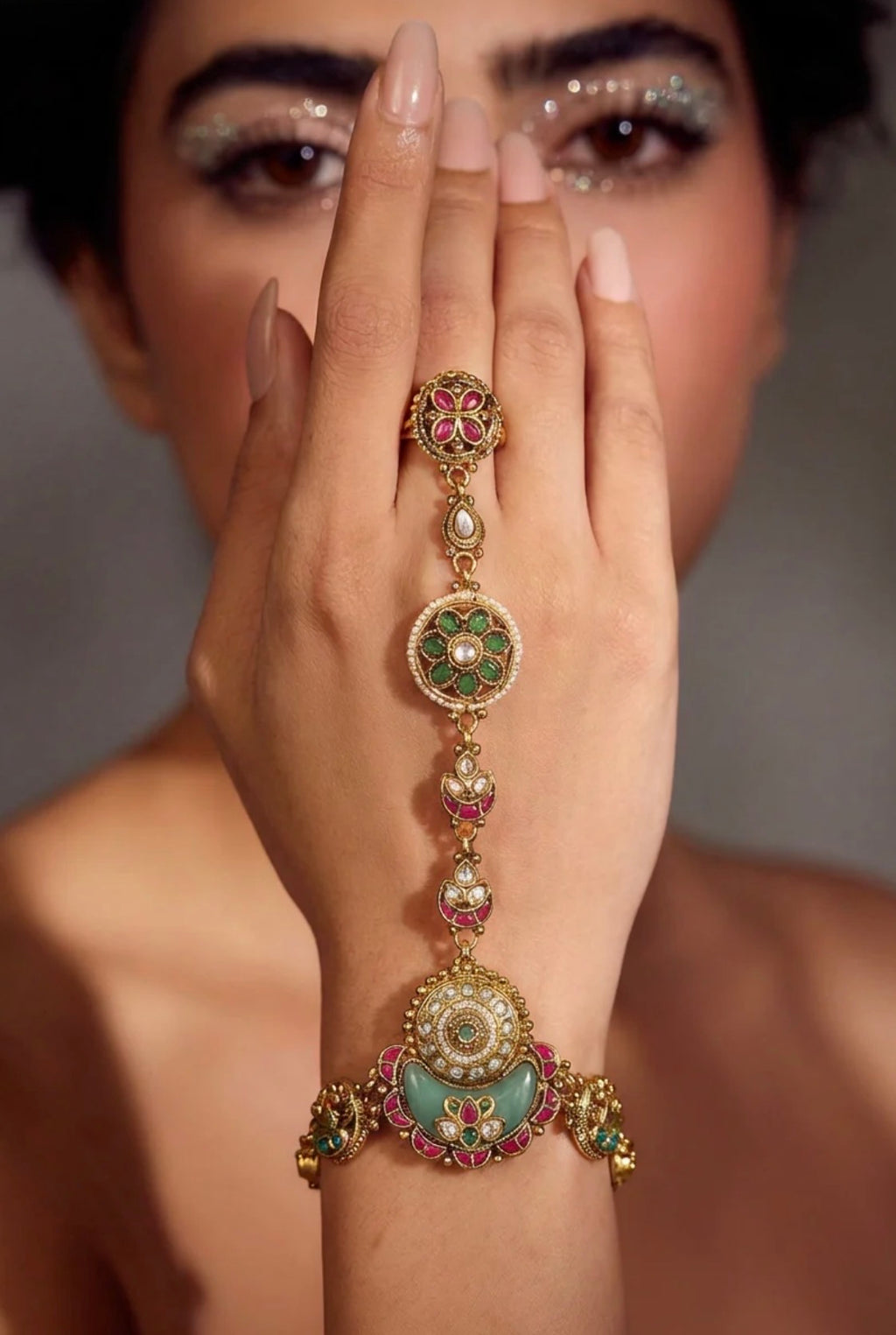 Ayla Heritage Haatphool Hand Harness Ring