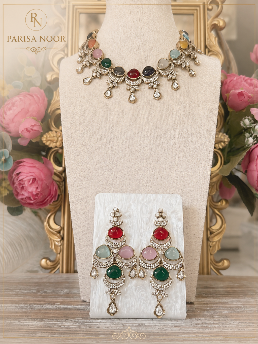 Sharvari Victorian Polki Multi Kundan Necklace Set