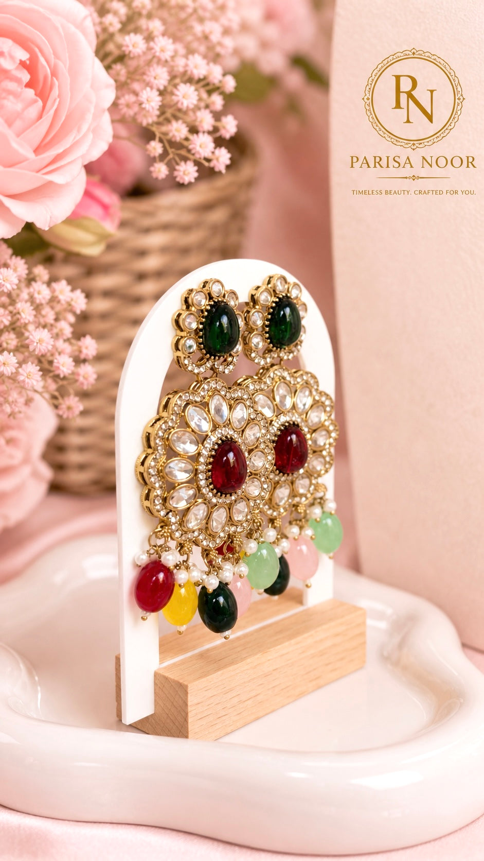 Naveli Multi Premium Layer Kundan Long Necklace with Earring and Mangteeka
