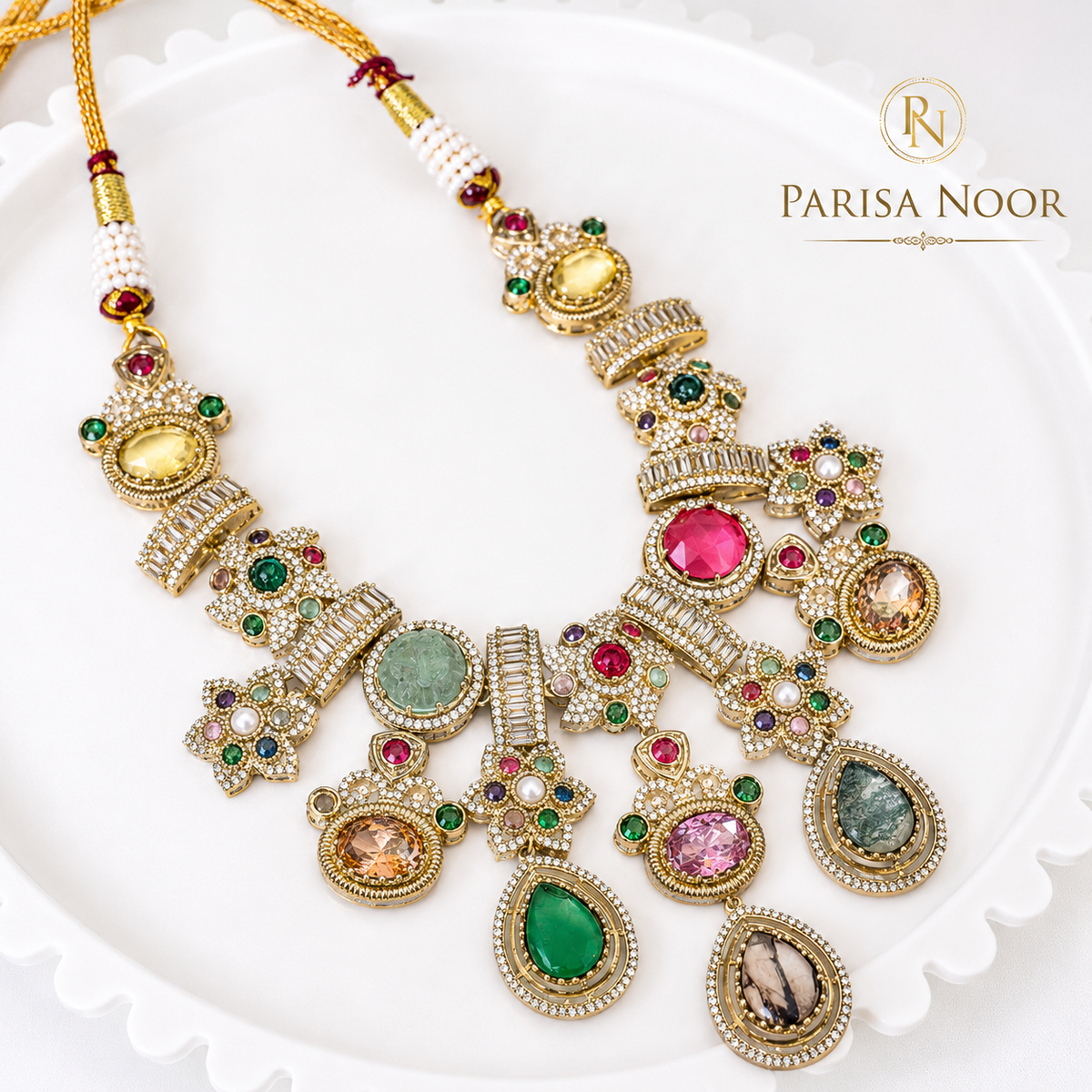 Mehruna Multicolour Heritage Statement Necklace Set