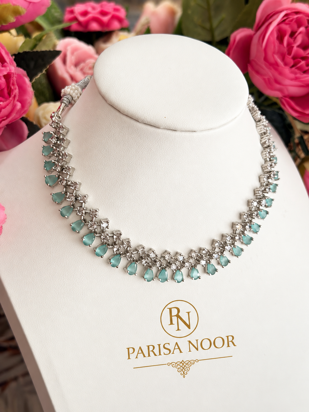 Ameena Aqua AD Necklace Set
