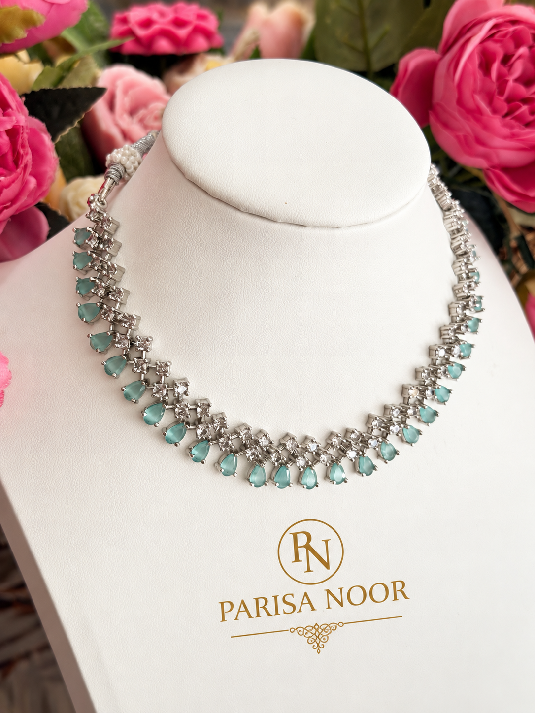 Ameena Aqua AD Necklace Set