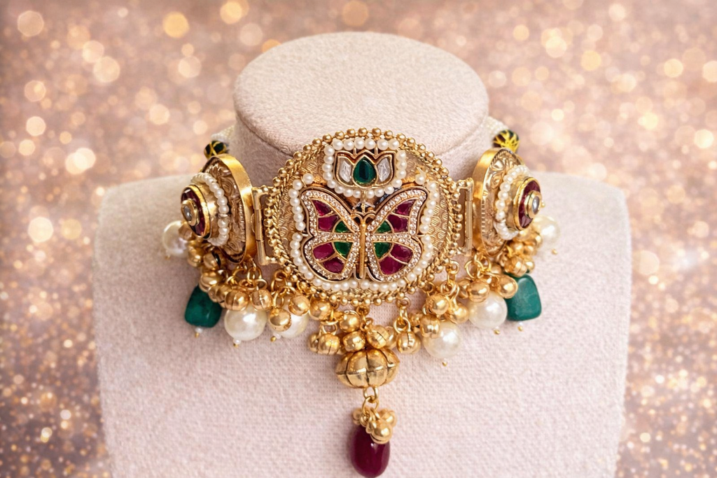 Noor Butterfly Kashmiri Ghungru Choker