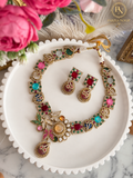 Virelia Premium Multicolour Doublet Designer Semi/Long Necklace Set
