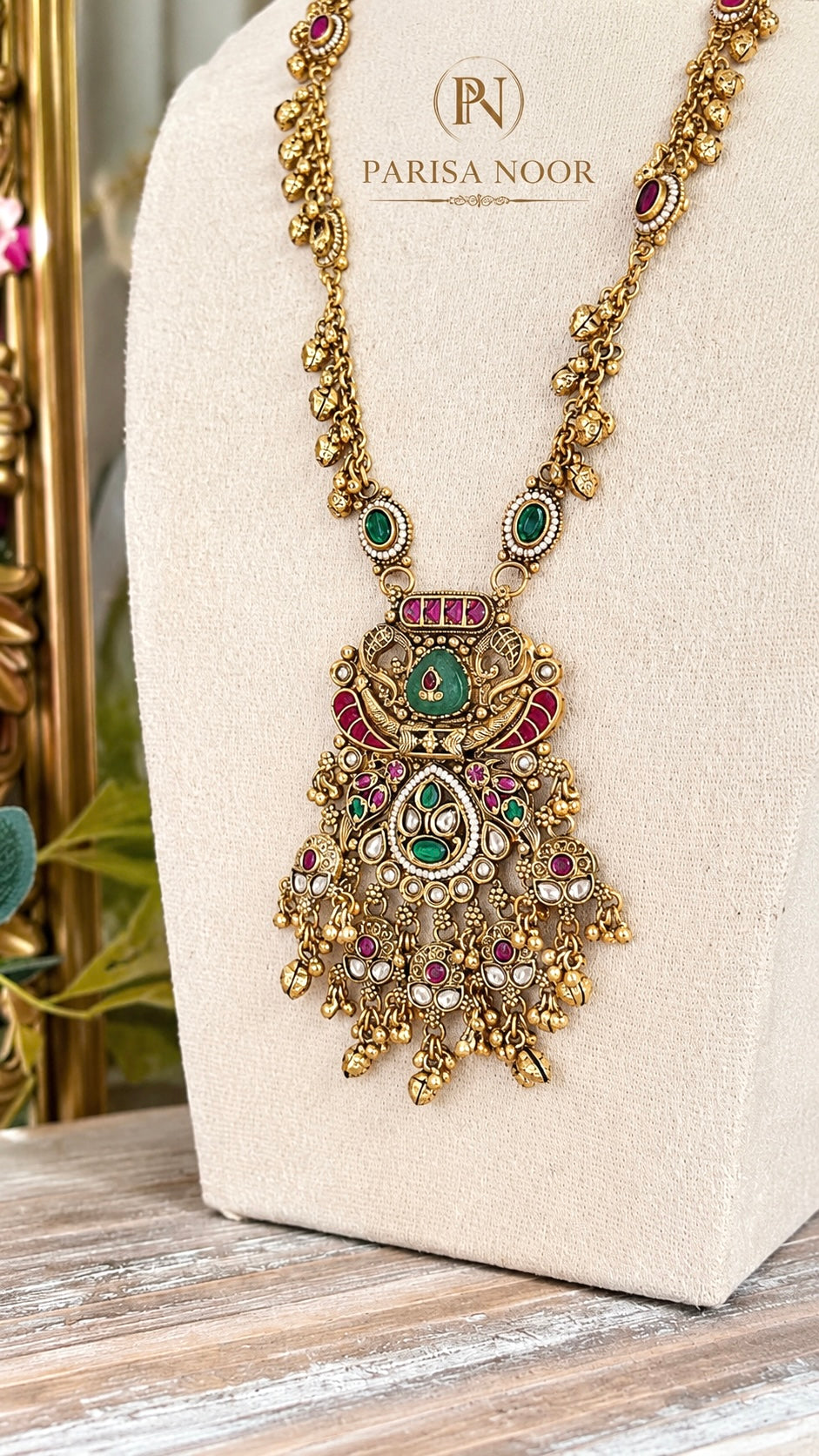 Afroze Rajwadi Heritage Long Necklace Set Ghungru✨