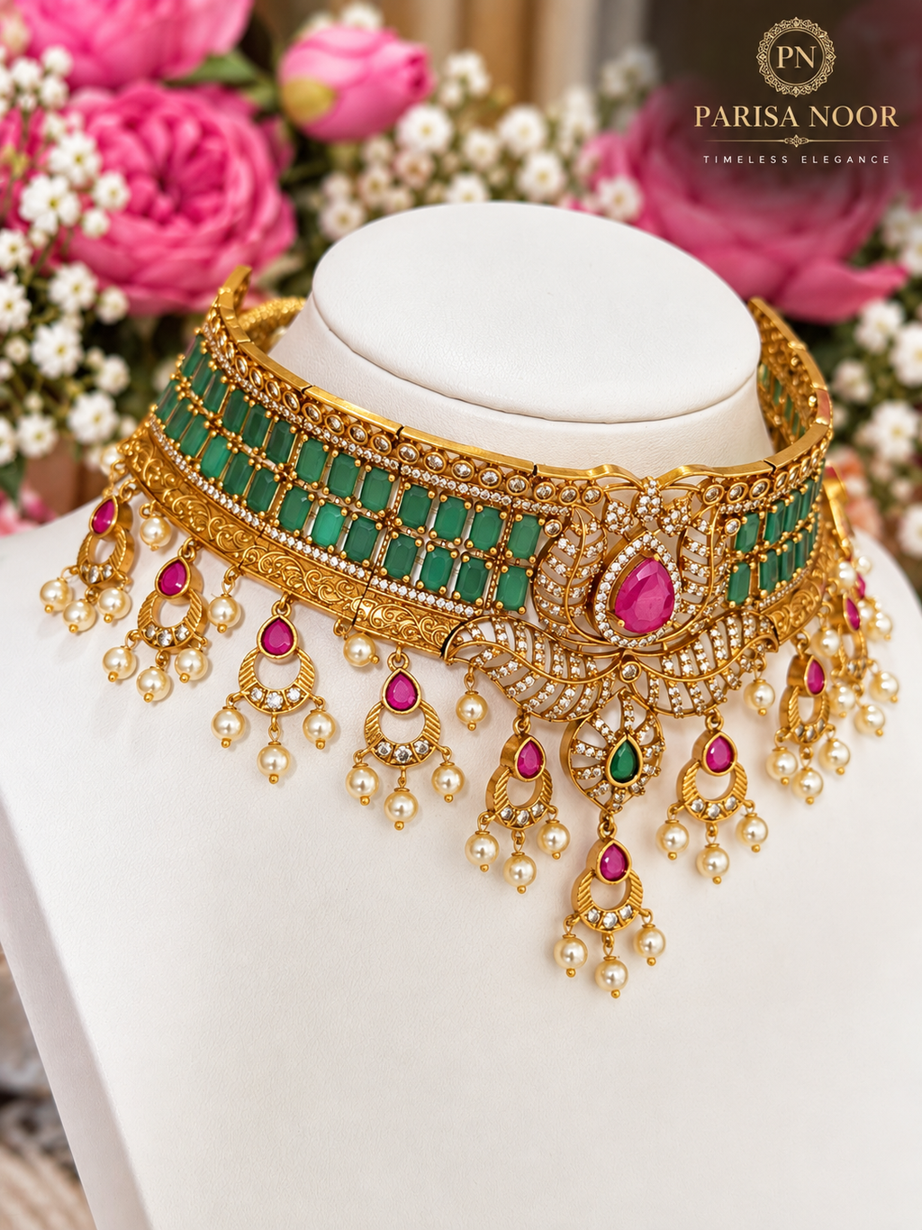 Ariella Luxury Heritage AD Choker Set Green