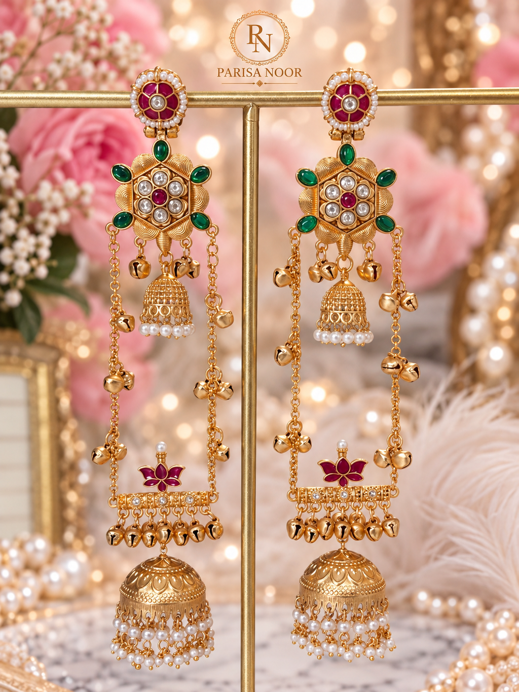Tarunika Kashmiri Long Ghungru Jhumka Earrings