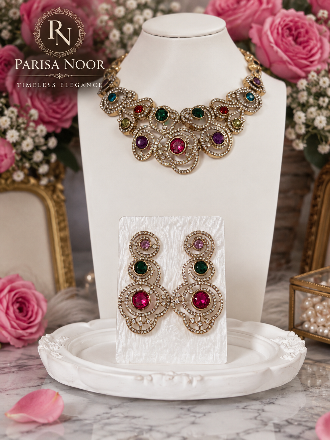 Ruhika Multicolour Designer Zircone Necklace Set