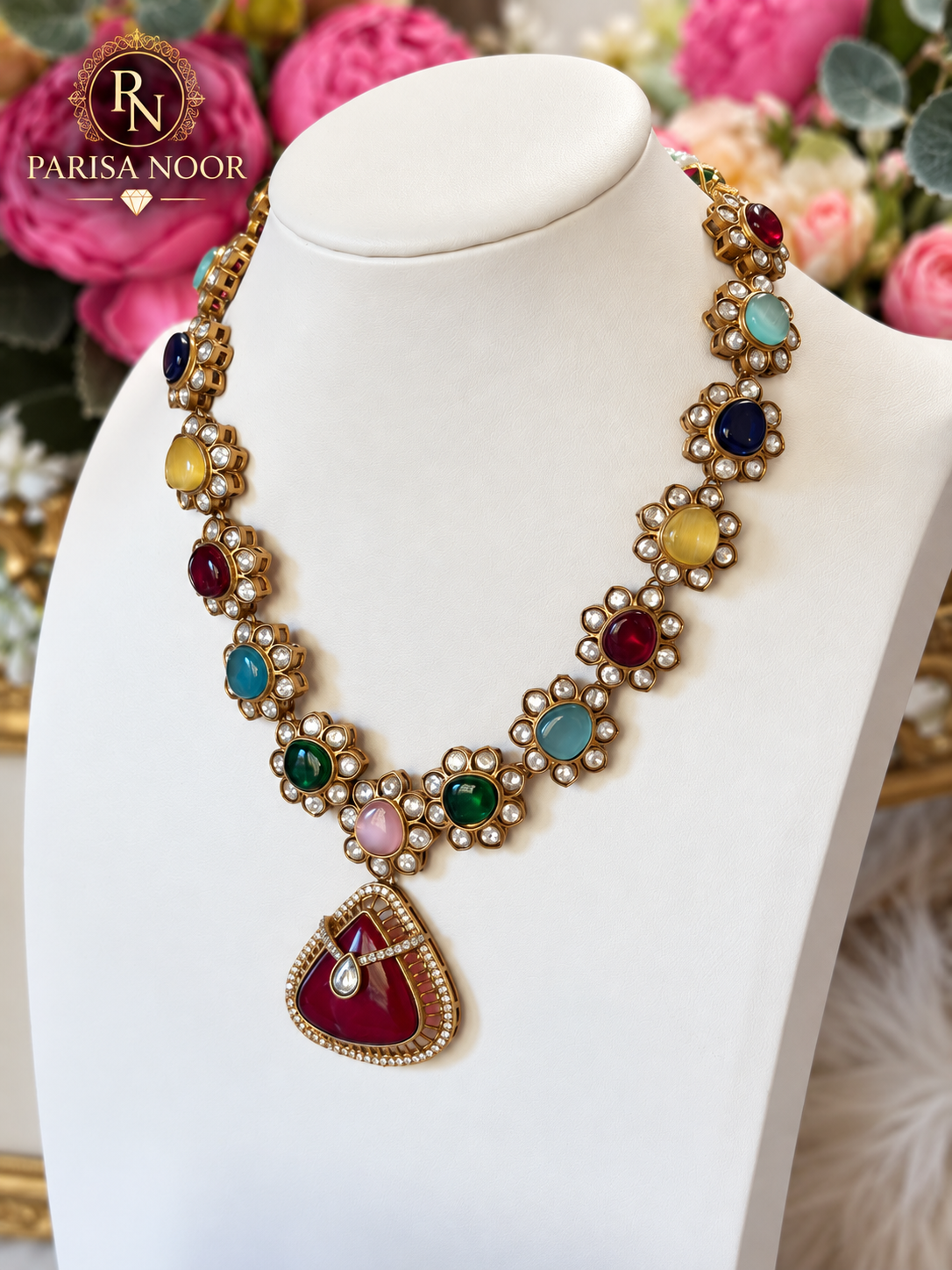 Ravelle Multicolour Kundan Designer Necklace Set