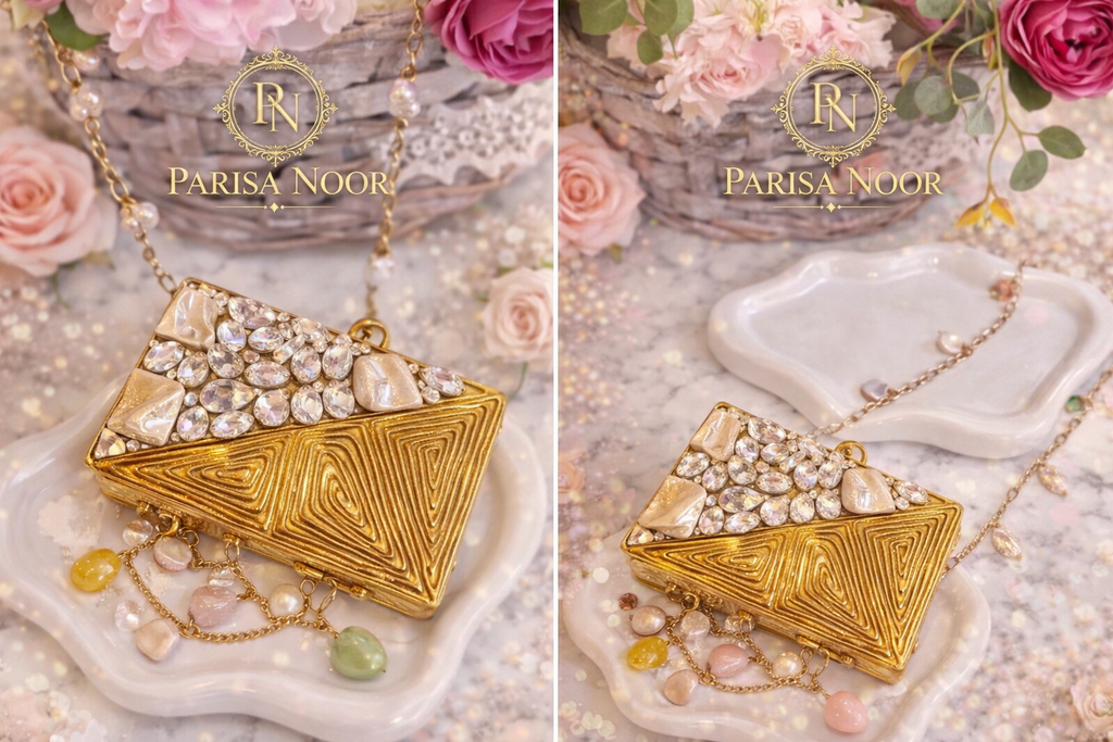 Attika Brass Mini Mother of Pearl Clutch