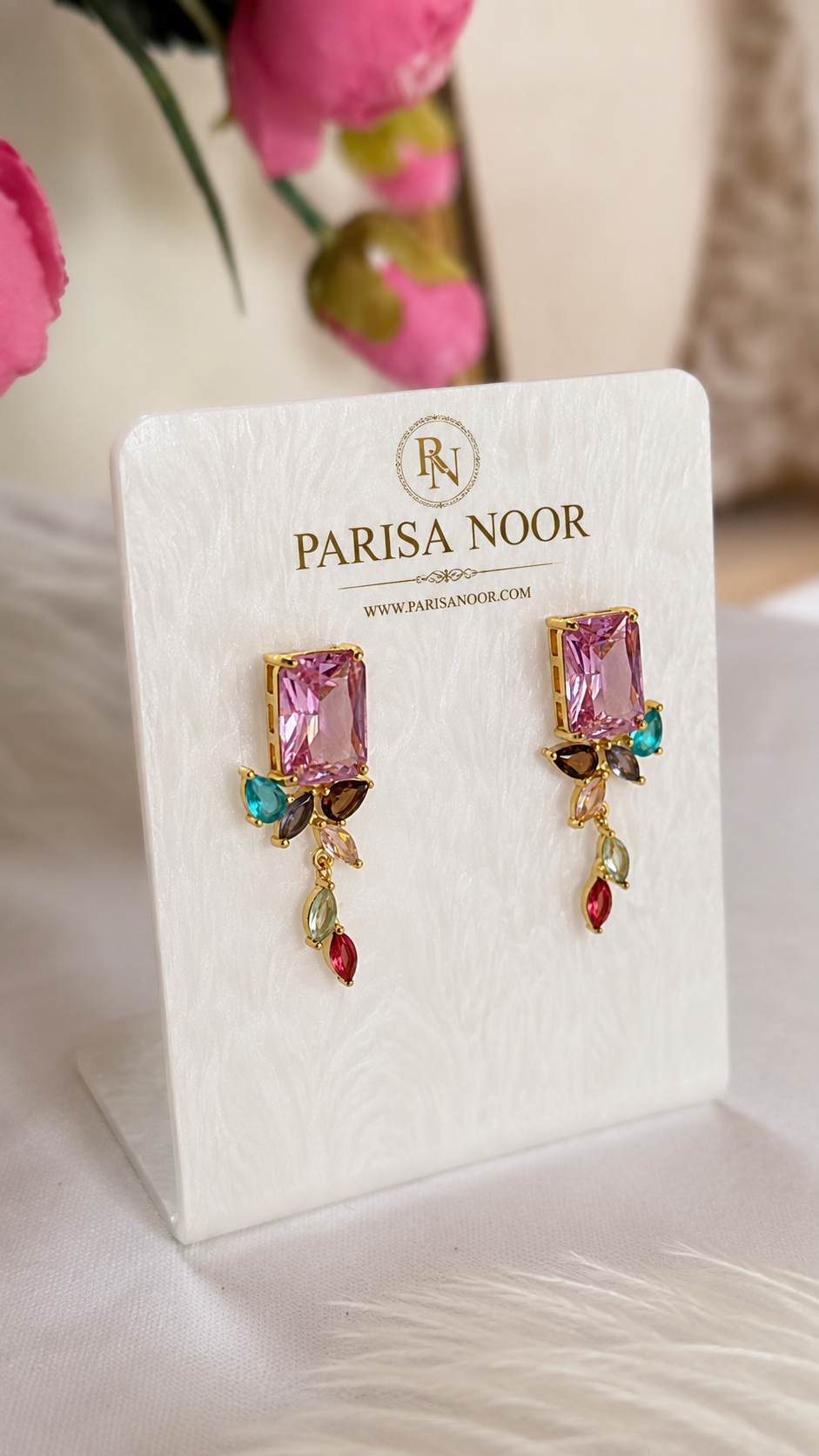 Elowen Pastel Crystal Drop Earrings