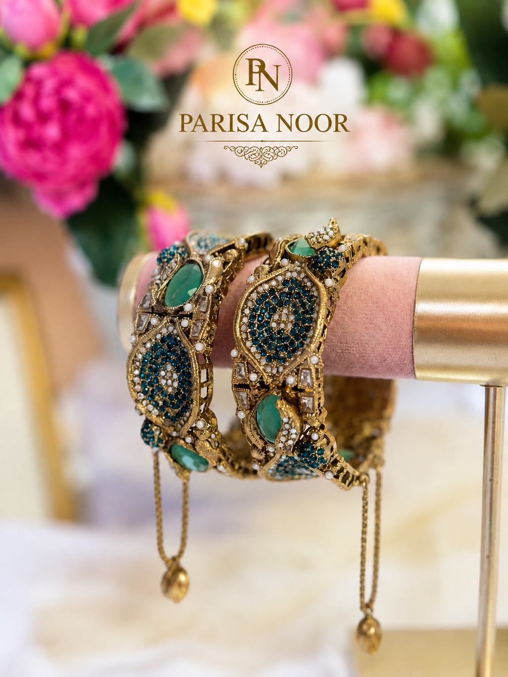 Deniz Blue & Mint Turkish Luxury Openable Bangle
