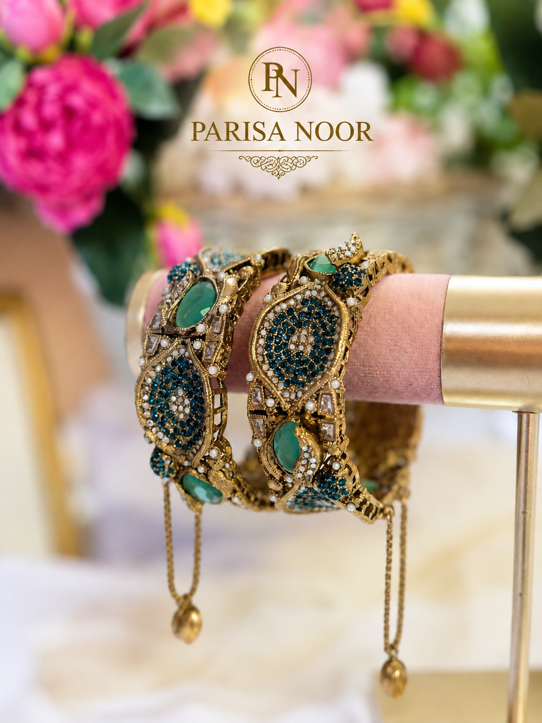Deniz Blue & Mint Turkish Luxury Openable Bangle