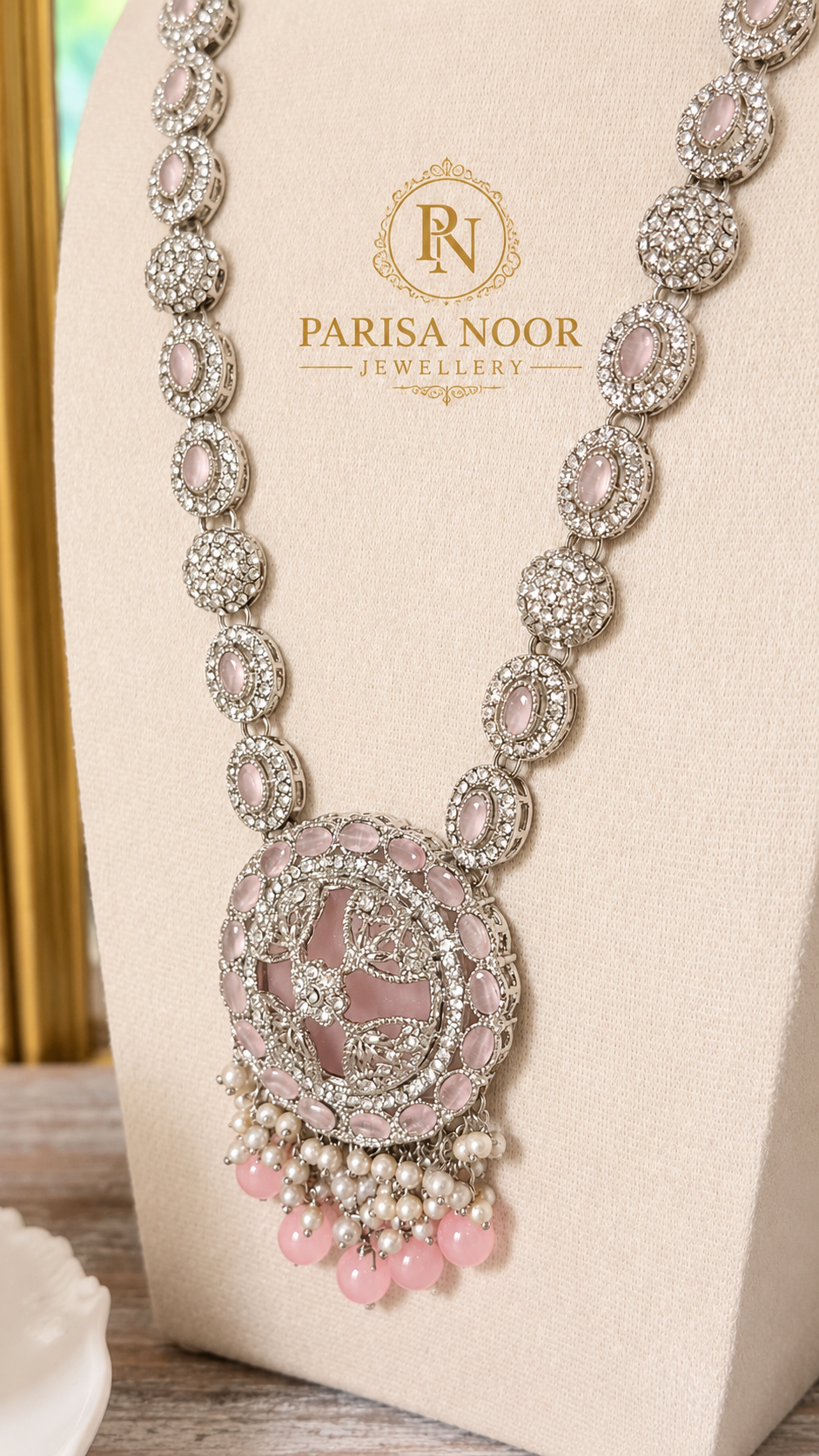 Rimsha Pink Kundan Long Mala Set
